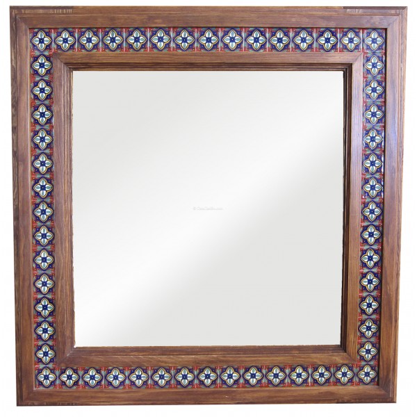 Wooden Mirror 36"x36" with Tiles Condal